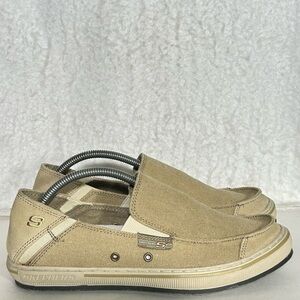 Skechers Merric Mens Sand Canvas Planted Slip On Casual Shoes Sz M 7 W 9.5